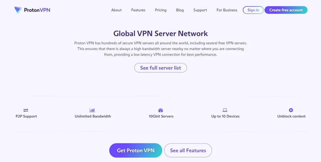 Features of Proton VPN
