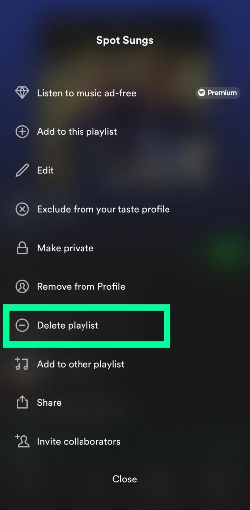 click on delete playlist
