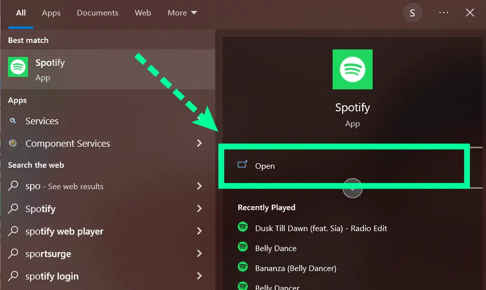open Spotify desktop app